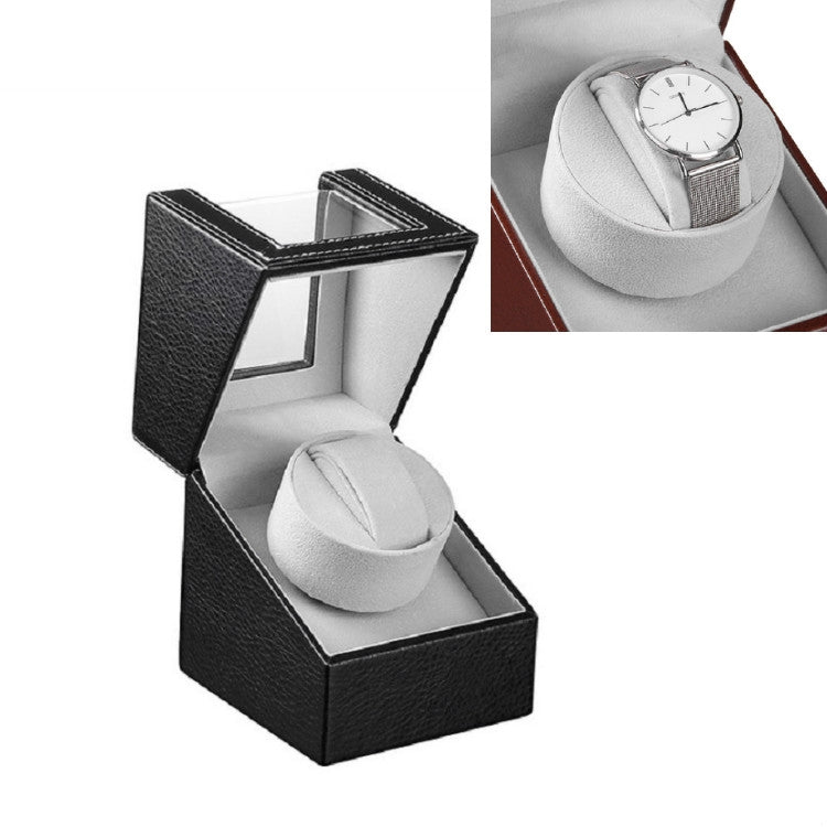 Leather Single Watch Box Electric Motor Watch Shaker Automatic Watch Shaker ���US Plug(Black)