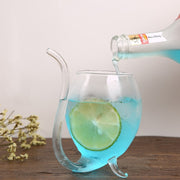 300ML Creative Glass Mug Milk Cup with straw Cold Drink Cup Juice Mug Wine Glass