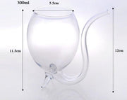 300ML Creative Glass Mug Milk Cup with straw Cold Drink Cup Juice Mug Wine Glass