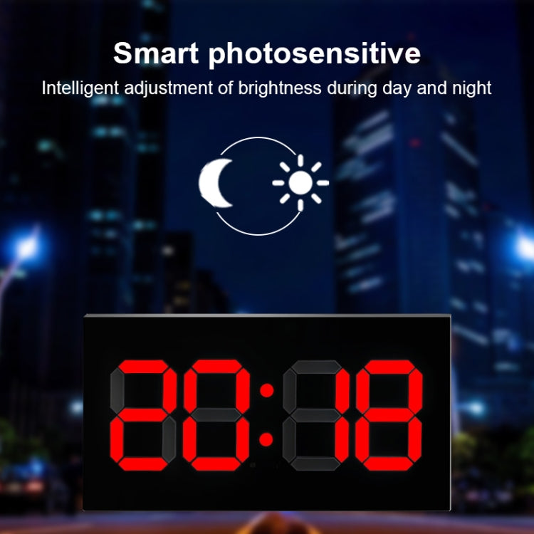 Creative Wall Clock Alarm Clock Simple Remote Control Perpetual Calendar Electronic Clock US Plug, Style:Single-sided Remote Control(White Font)