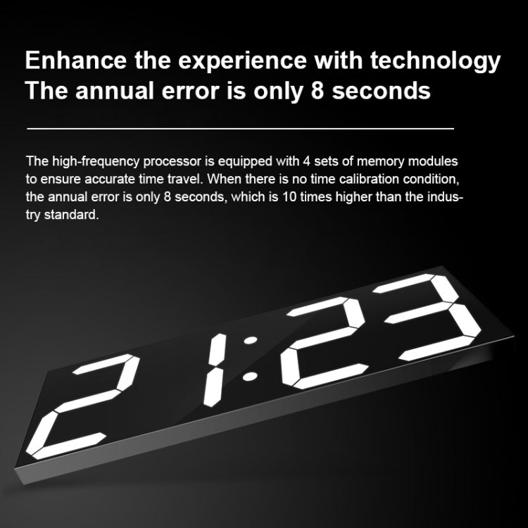 Creative Wall Clock Alarm Clock Simple Remote Control Perpetual Calendar Electronic Clock US Plug, Style:Single-sided Remote Control(White Font)