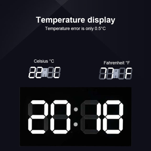 Creative Wall Clock Alarm Clock Simple Remote Control Perpetual Calendar Electronic Clock US Plug, Style:Single-sided Remote Control(White Font)