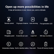 Creative Wall Clock Alarm Clock Simple Remote Control Perpetual Calendar Electronic Clock US Plug, Style:Single-sided Remote Control(Red Font)