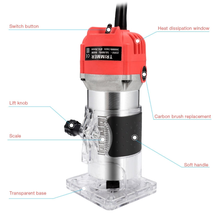H-6 Woodworking Electric Trimming And Slotting Engraving Machine, Plug Type:AU Plug