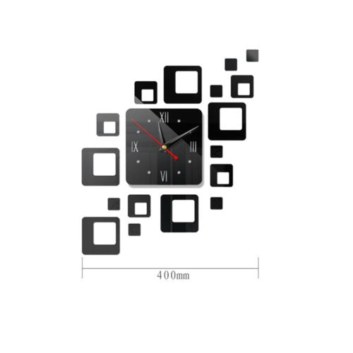 Home Mirror Surface Sticker Home Office Decorative Mirrors 3D Stereo Clock Acrylic Mirror Clock Block Combination Clock(Mirror Deep Gold)