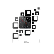 Home Mirror Surface Sticker Home Office Decorative Mirrors 3D Stereo Clock Acrylic Mirror Clock Block Combination Clock(Mirror Deep Gold)
