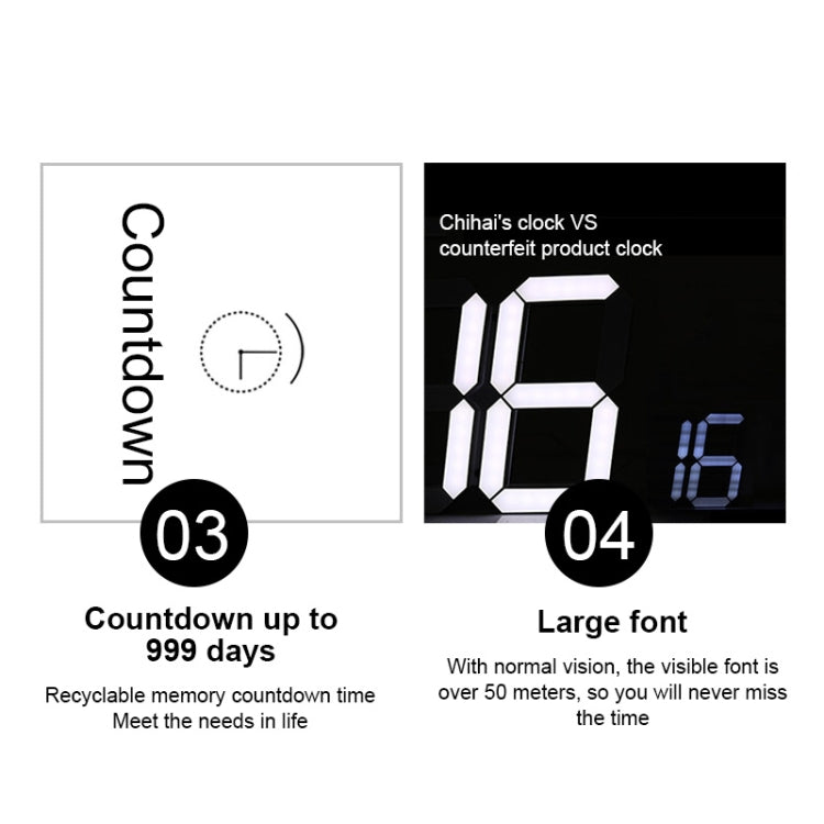 Multifunctional LED Wall Clock Creative Digital Clock, Style:Hollow Remote Control(Red Font)