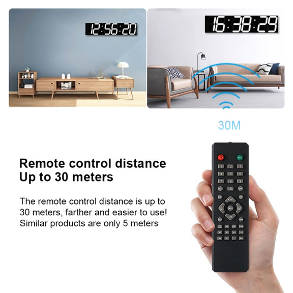 Multifunctional LED Wall Clock Creative Digital Clock, Style:Sealed Box Remote Control(White Font)