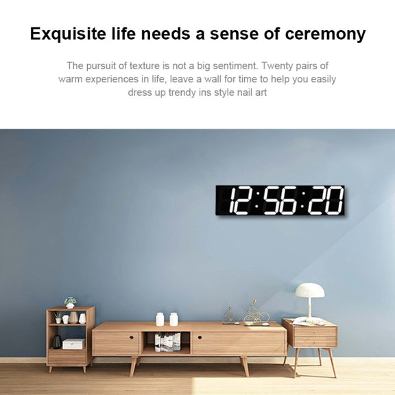 Multifunctional LED Wall Clock Creative Digital Clock, Style:Sealed Box Remote Control(White Font)
