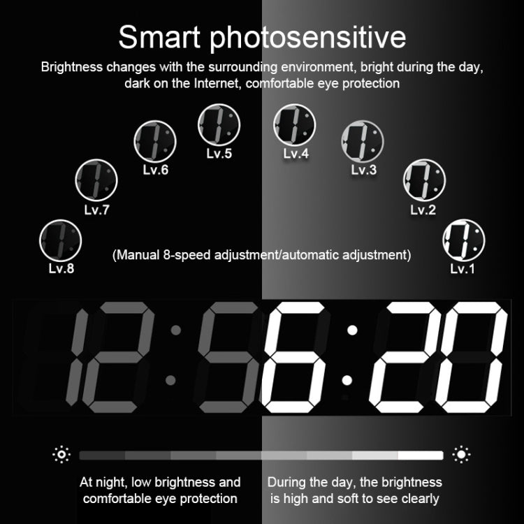 Multifunctional LED Wall Clock Creative Digital Clock, Style:Sealed Box Remote Control(Blue Font)