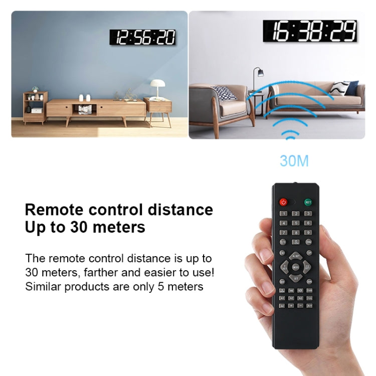 Multifunctional LED Wall Clock Creative Digital Clock, Style:Sealed Box Remote Control(Gold Font)