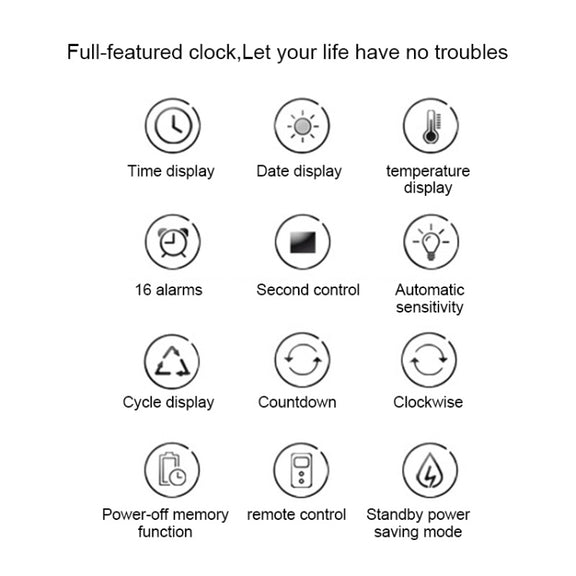 Multifunctional LED Wall Clock Creative Digital Clock, Style:Sealed Box Remote Control(Gold Font)