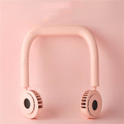 USB Charging Fan Portable Mini Hanging Neck Fan(Cherry Blossom Powder)
