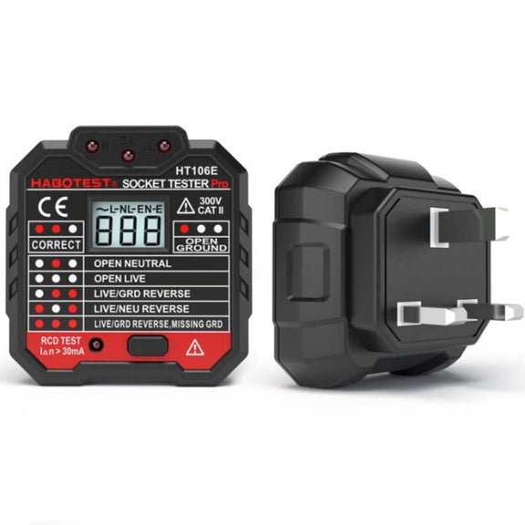 HT106 Socket Testers Voltage Test Detector Ground Line Neutral Line Live Line Leakage Electroscope(UK Plug)