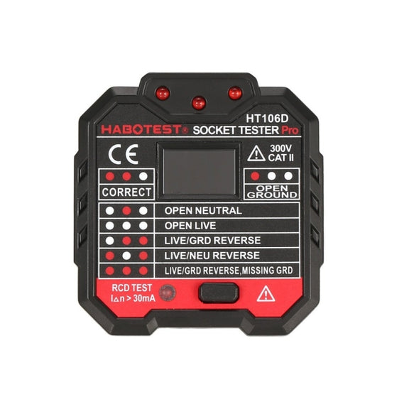 HT106 Socket Testers Voltage Test Detector Ground Line Neutral Line Live Line Leakage Electroscope(US Plug)