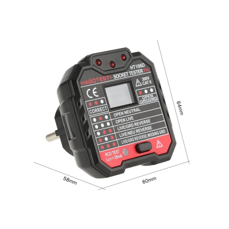 HT106 Socket Testers Voltage Test Detector Ground Line Neutral Line Live Line Leakage Electroscope(US Plug)