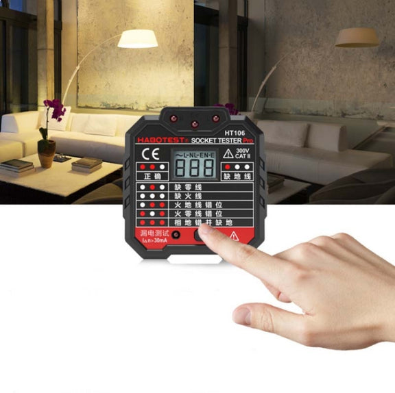 HT106 Socket Testers Voltage Test Detector Ground Line Neutral Line Live Line Leakage Electroscope(US Plug)