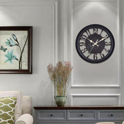 Home Round Retro Living Room Quartz Wall Clock(Antique Pink)