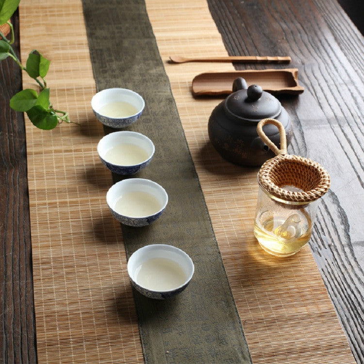 Bamboo Woven Creative Filter Reusable Filter Tea Colander Gadget, Style:Rattan Tea Drain with Handle