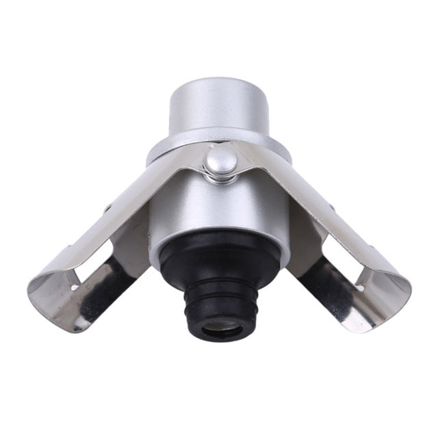 Push-button Stainless Steel Pumping Champagne Stopper Sparkling Champagne Snap Wing Vacuum Wine Stopper(Silver)