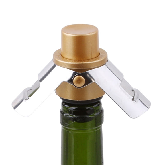 Push-button Stainless Steel Pumping Champagne Stopper Sparkling Champagne Snap Wing Vacuum Wine Stopper(Silver)