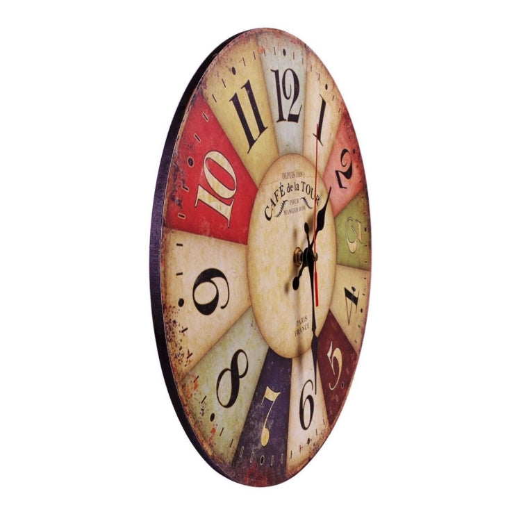 Vintage Wooden MDF Hanging Clock Mute Quartz Clock Living Room Wall Clock(86)