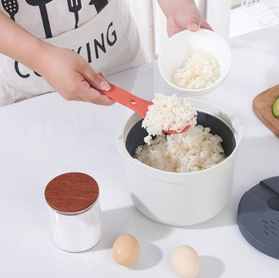 Kitchenware Microwave Oven Utensils Rrice Cooker Heating Steamer Pot Steamed Rice Box(Bright Orange)