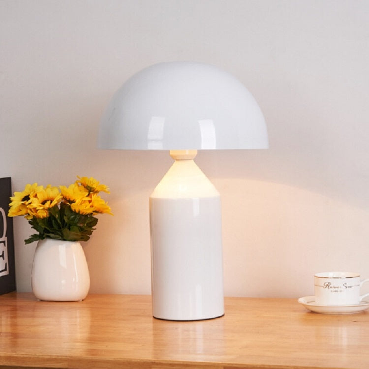 White 220V  E14 LED Metal Mushroom Table Lamp Bedroom Decorative Table Lamp, Size:L