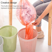Household Removable Plastic Trash Bin Built-in Trash Bag Box(Blue)