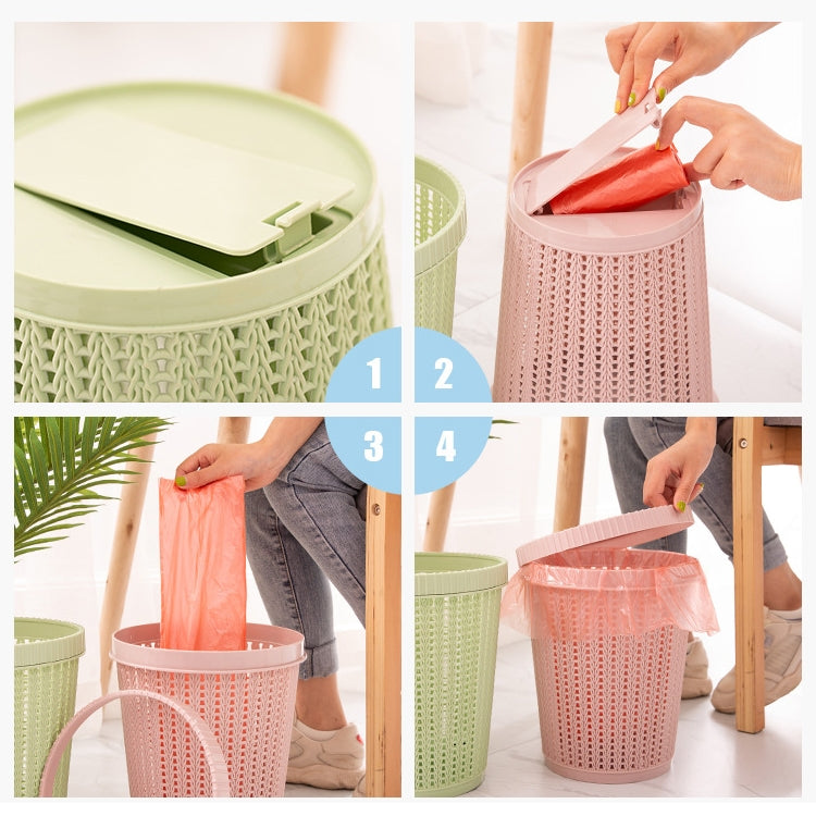 Household Removable Plastic Trash Bin Built-in Trash Bag Box(Pink)