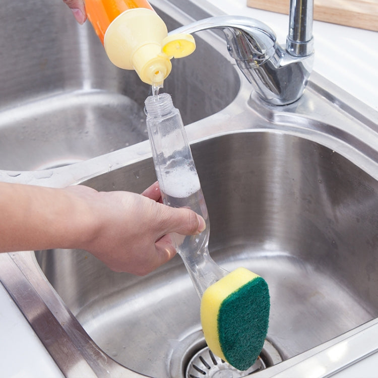 Kitchen Plastic Long Handle Cleaning Brush Automatic Adding Liquid Brush Removable Sponge Brush(With 1pcs head)