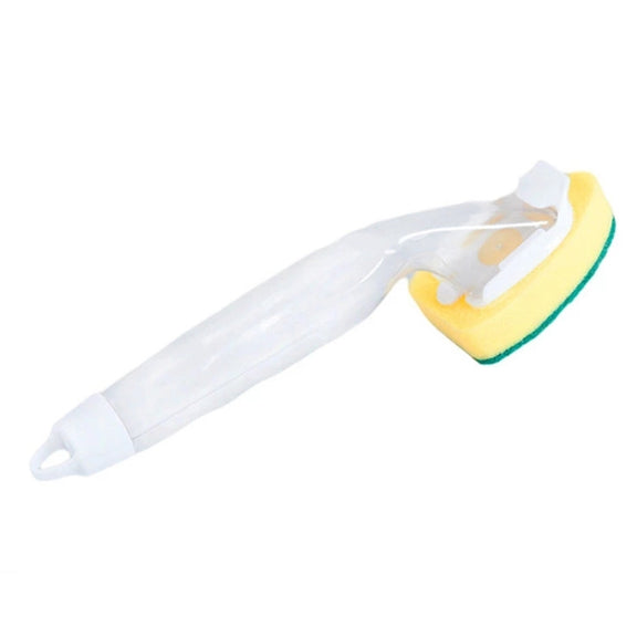 Kitchen Plastic Long Handle Cleaning Brush Automatic Adding Liquid Brush Removable Sponge Brush(With 1pcs head)