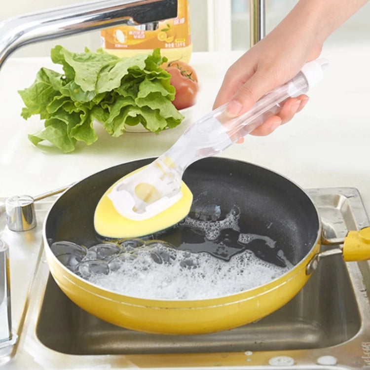 Kitchen Plastic Long Handle Cleaning Brush Automatic Adding Liquid Brush Removable Sponge Brush(With 1pcs head)
