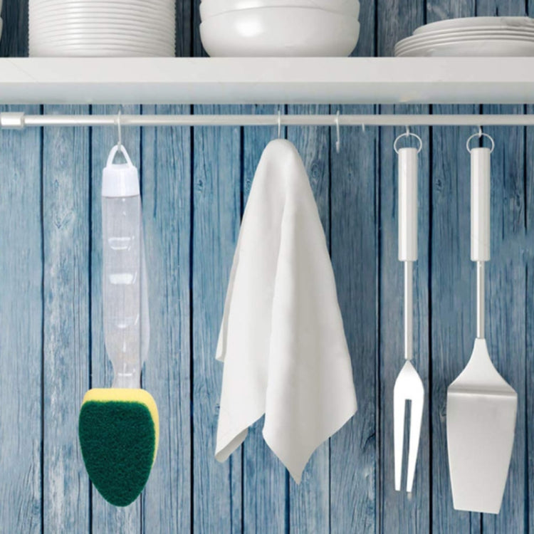 Kitchen Plastic Long Handle Cleaning Brush Automatic Adding Liquid Brush Removable Sponge Brush(With 1pcs head)