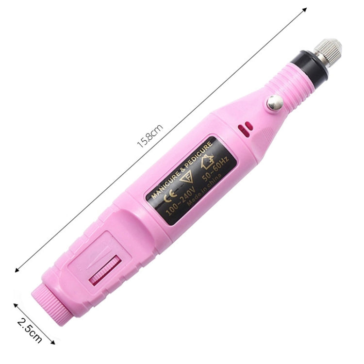 1 Set Power Professional Electric Manicure Machine Pen Pedicure Nail File Nail Tools 6 bits Drill Nail Drill Machine(US White)