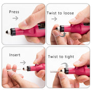 1 Set Power Professional Electric Manicure Machine Pen Pedicure Nail File Nail Tools 6 bits Drill Nail Drill Machine(US White)
