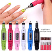 1 Set Power Professional Electric Manicure Machine Pen Pedicure Nail File Nail Tools 6 bits Drill Nail Drill Machine(US White)