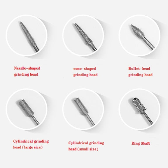 1 Set Power Professional Electric Manicure Machine Pen Pedicure Nail File Nail Tools 6 bits Drill Nail Drill Machine(EU White)