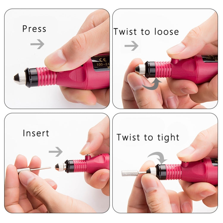 1 Set Power Professional Electric Manicure Machine Pen Pedicure Nail File Nail Tools 6 bits Drill Nail Drill Machine(EU White)