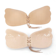 Pull Rope Wing Invisible Underwear Without Steel Ring Pull Rope Silicone Invisible Nubra, Cup Size:D(Skin Color)