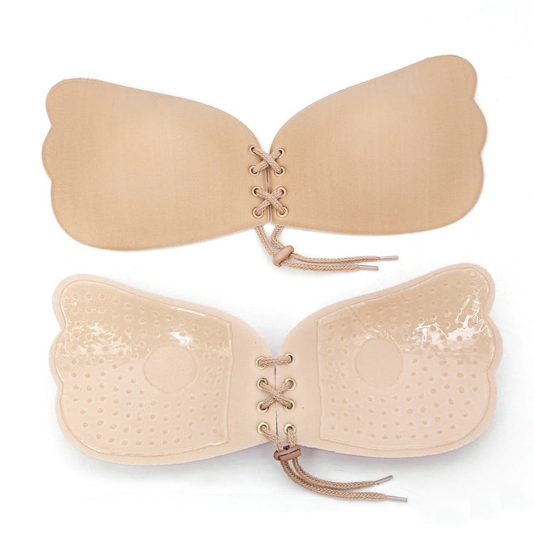 Pull Rope Wing Invisible Underwear Without Steel Ring Pull Rope Silicone Invisible Nubra, Cup Size:D(Skin Color)