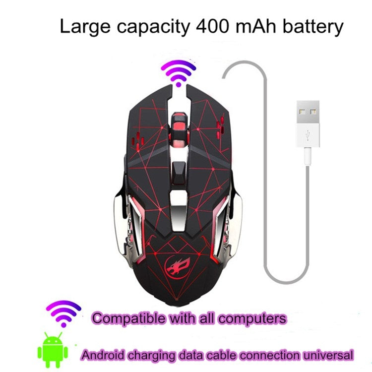 WARWOLF  Q8 Wireless Rechargeable Mouse Glowing Gaming Mouse(Black)