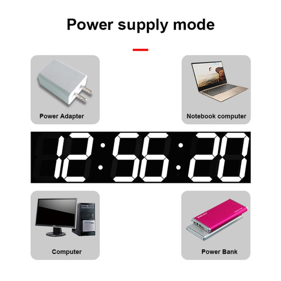 Creative LED Digital Wall Clock Multi-function WIFI Clock, Style:6 Bit Hollow WIFI(Red)