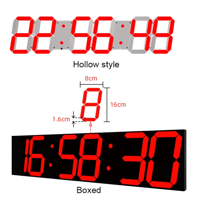 Creative LED Digital Wall Clock Multi-function WIFI Clock, Style:6 Bit Hollow WIFI(Red)