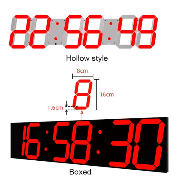 Creative LED Digital Wall Clock Multi-function WIFI Clock, Style:6 Bit Hollow WIFI(Red)