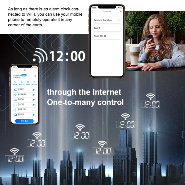 Creative LED Digital Wall Clock Multi-function WIFI Clock, Style:6 Bit Sealed Box WIFI(Red)