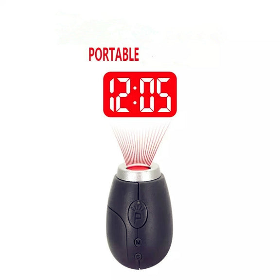 Portable Digital Projection Alarm Clock Mini Projector LED Clock Carry Time Flashlight Clock with Hanging Rope(Blue)