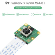 Waveshare For Raspberry Pi Camera Module 3, High Resolution, Auto-Focus 12MP, IMX708, 75�� FOV, 23943