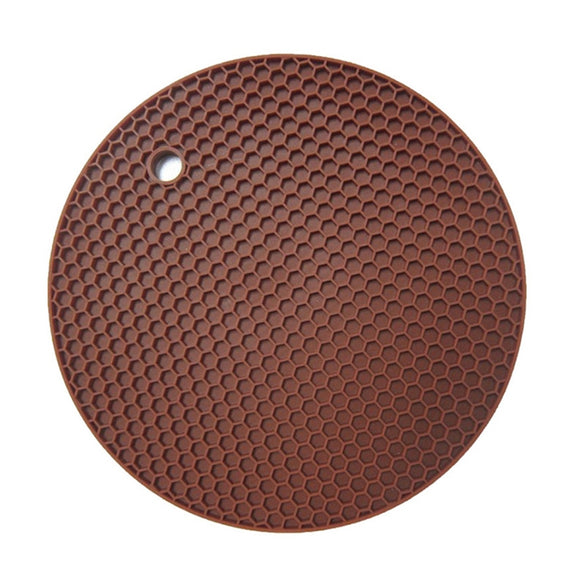 Honeycomb Silicone Round Non-slip Heat Resistant Mat, Size: 18x18x0.8cm(Coffee)