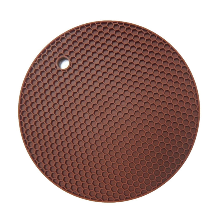 Honeycomb Silicone Round Non-slip Heat Resistant Mat, Size: 18x18x0.8cm(Coffee)